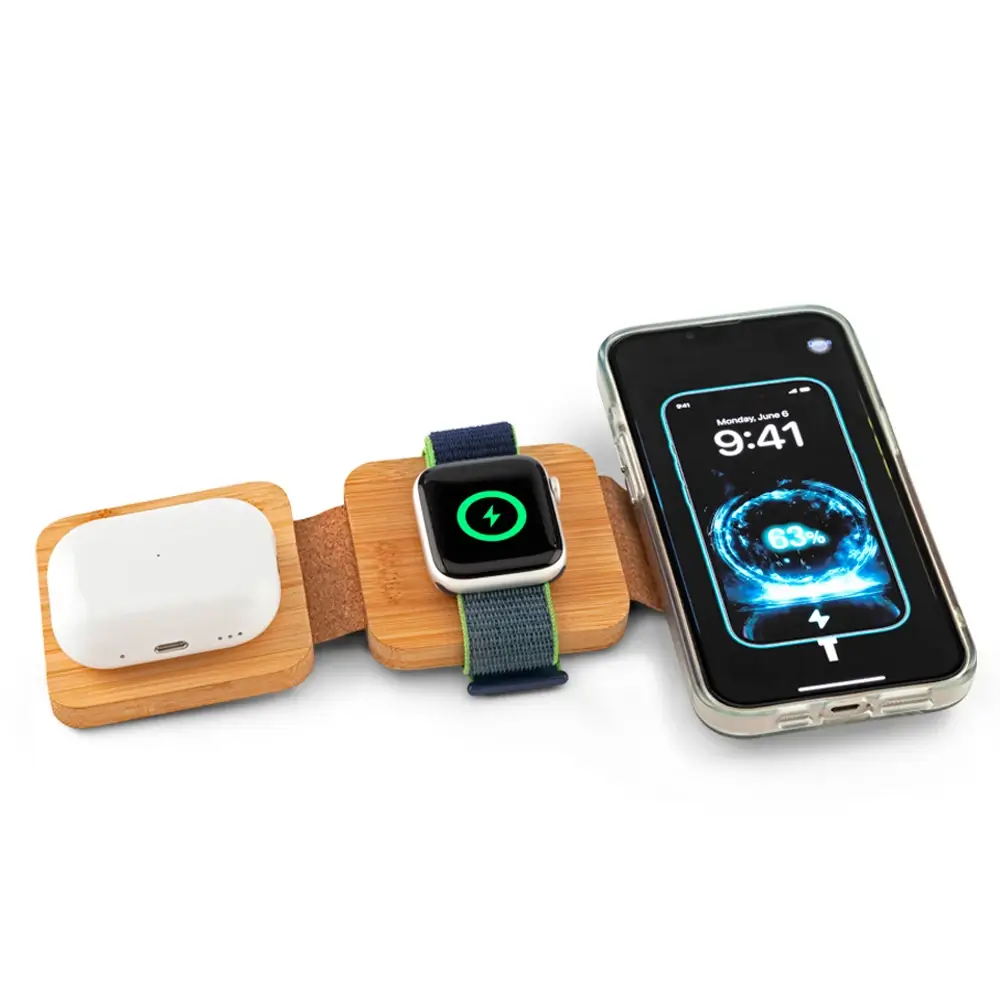 cargador inalámbrico de madera