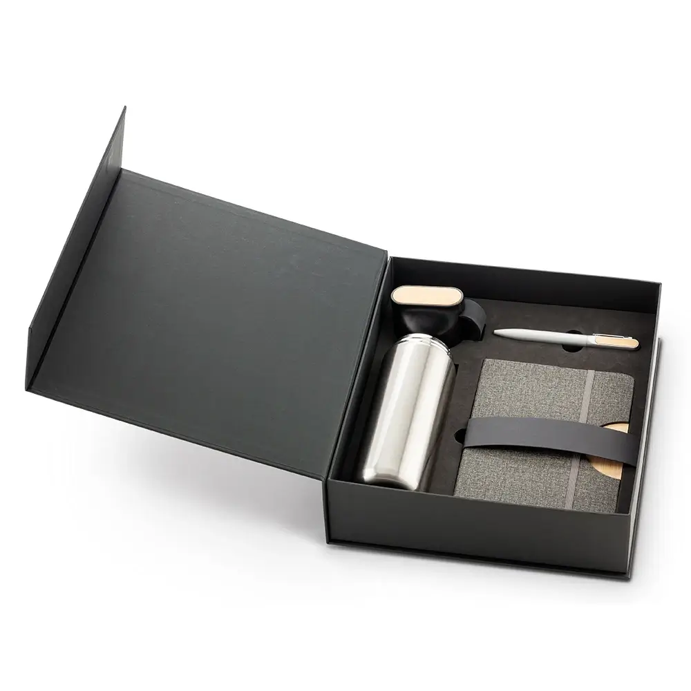 kit cuaderno, lapicera y termo